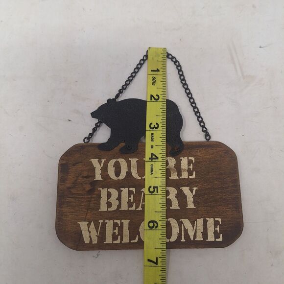 Rustic Wall Hanging Welcome Signs Cabin Bear Silhouette Wood Metal Set Of 2 - Picture 7 of 8